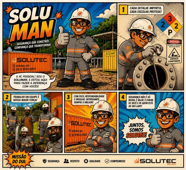 SOLUTEC AM — Mascotes Soluman Soluwoman Solutec — Solutec AM Engenharia Industrial Manaus SOLUTEC AM — Mascotes Soluman Soluwoman Solutec — Solutec AM Engenharia Industrial Manaus